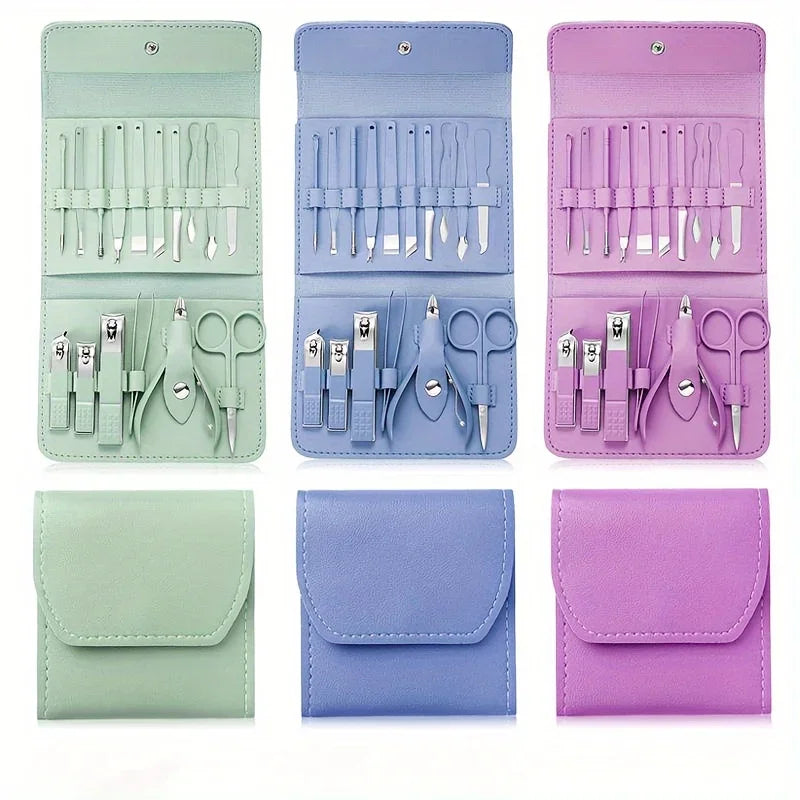 16pcs Nail Clippers Set with Cuticle Nippers and Travel Case - Professional Manicure and Pedicure Set - Allurra Store