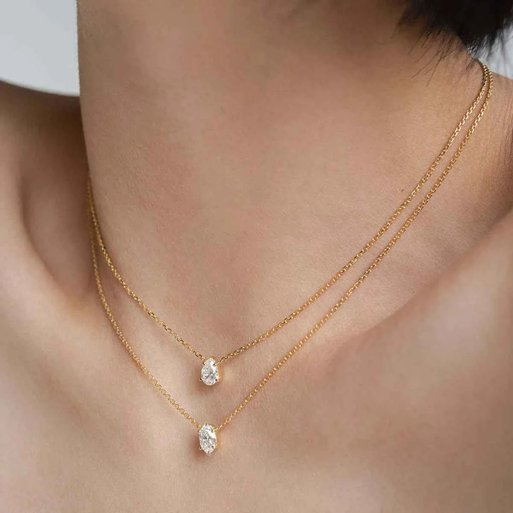 Trendy Zircon Pendant Necklace for Women - Multilayer Chain Choker Fashion Jewelry Gift
