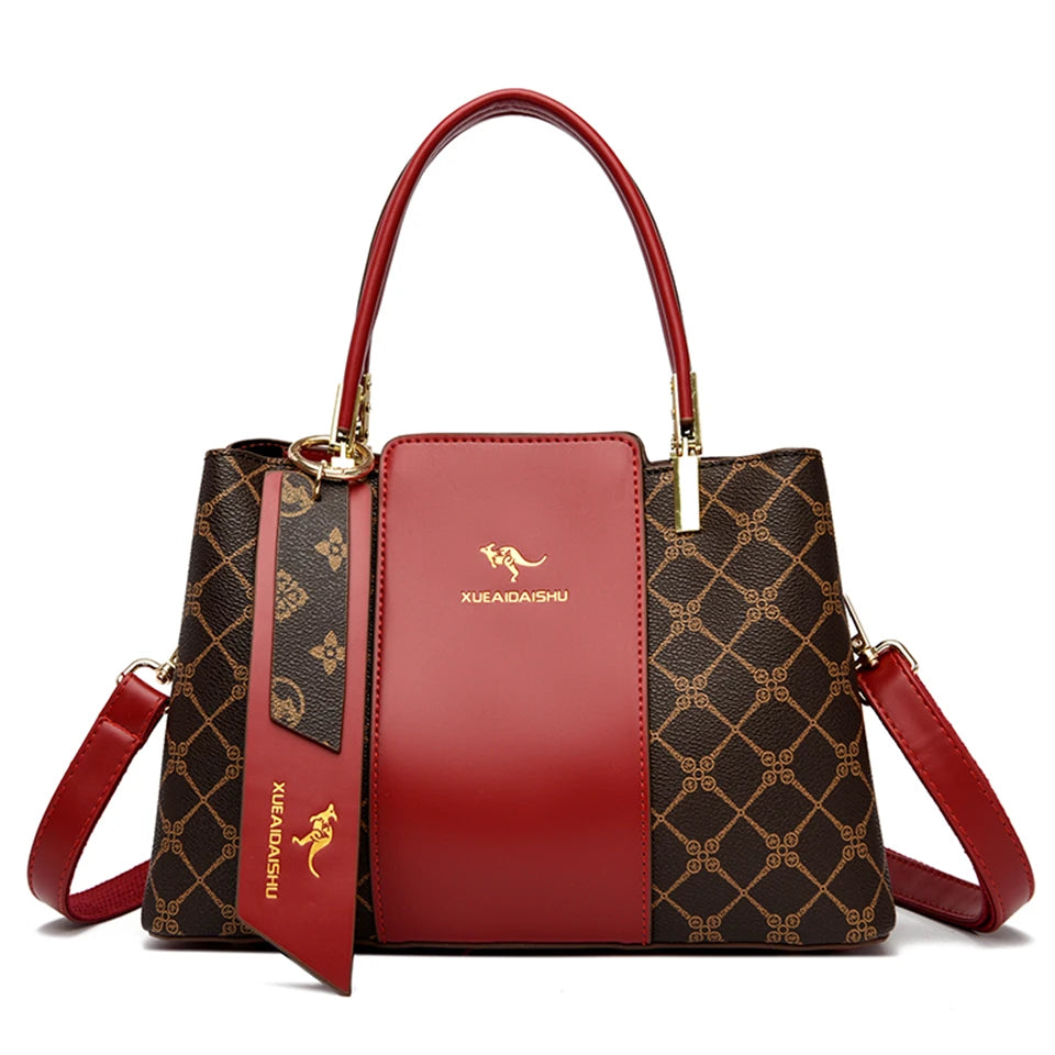 Luxury Leather Crossbody Bag – Fashion Print Large Capacity Soft Leather Women Shoulder Handbag and Purses