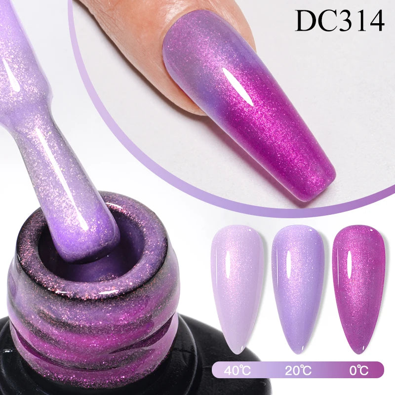 Mtssii 7ml Thermal Rubber Base Gel Nail Polish in Nude Purple Glitter - Long Lasting Manicure Art Varnish