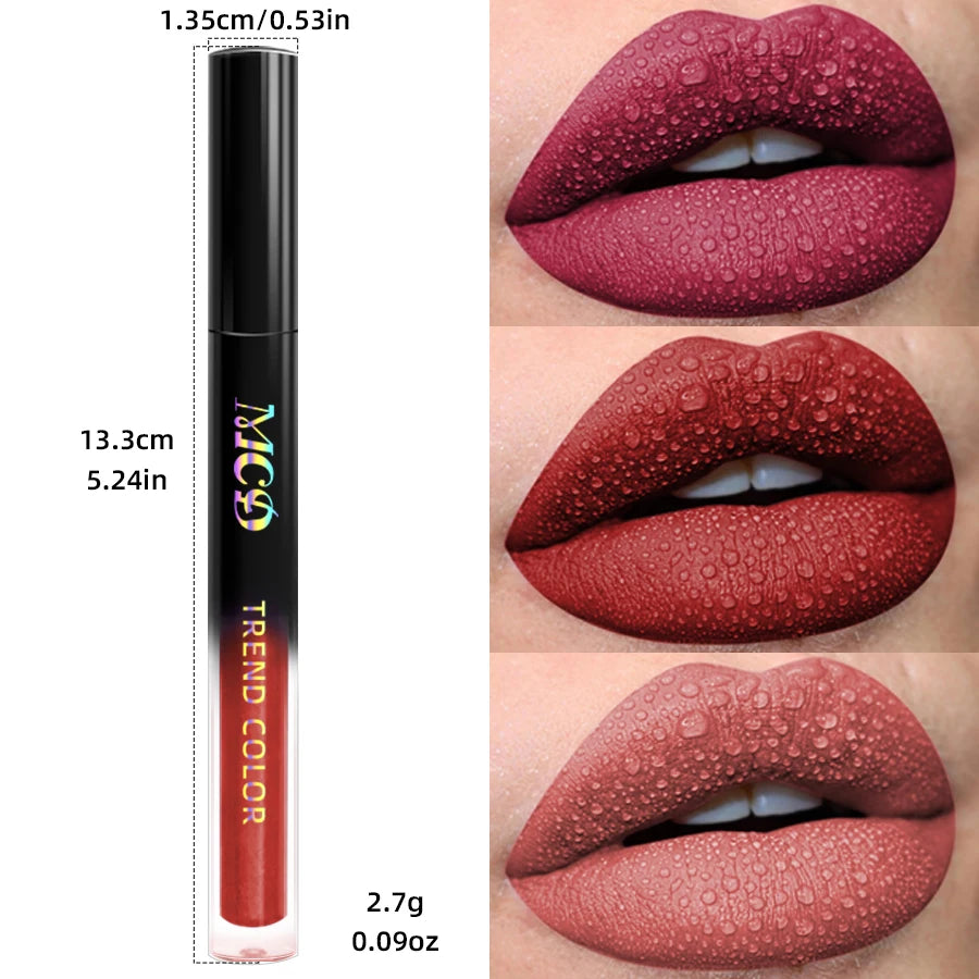 19 Colors Matte Velvet Lip Gloss Waterproof Liquid Lipstick - Nude, Black, Red Lip Stain & Makeup Tint