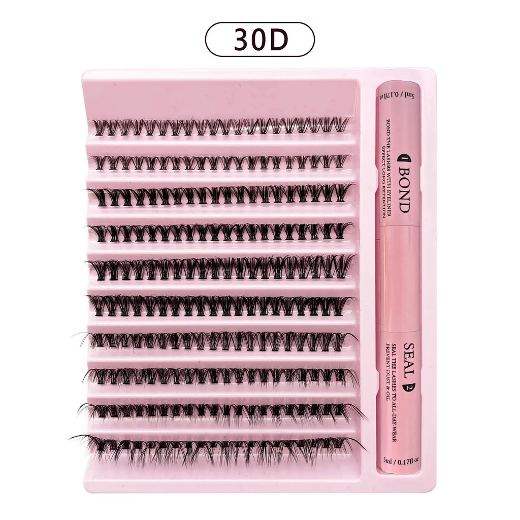 Lash Clusters Extensions Kit with Fake Eyelashes, Lash Bond Seal, and Applicator Tool