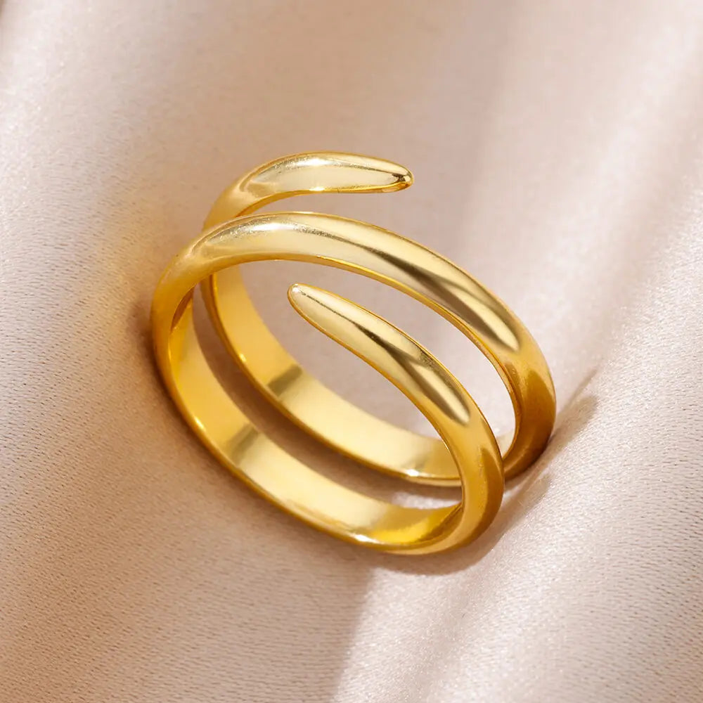 Gold Stainless Steel Rings for Women - 316L Luxury Classic Wedding Couple Jewelry - Never Fade, Free Shipping