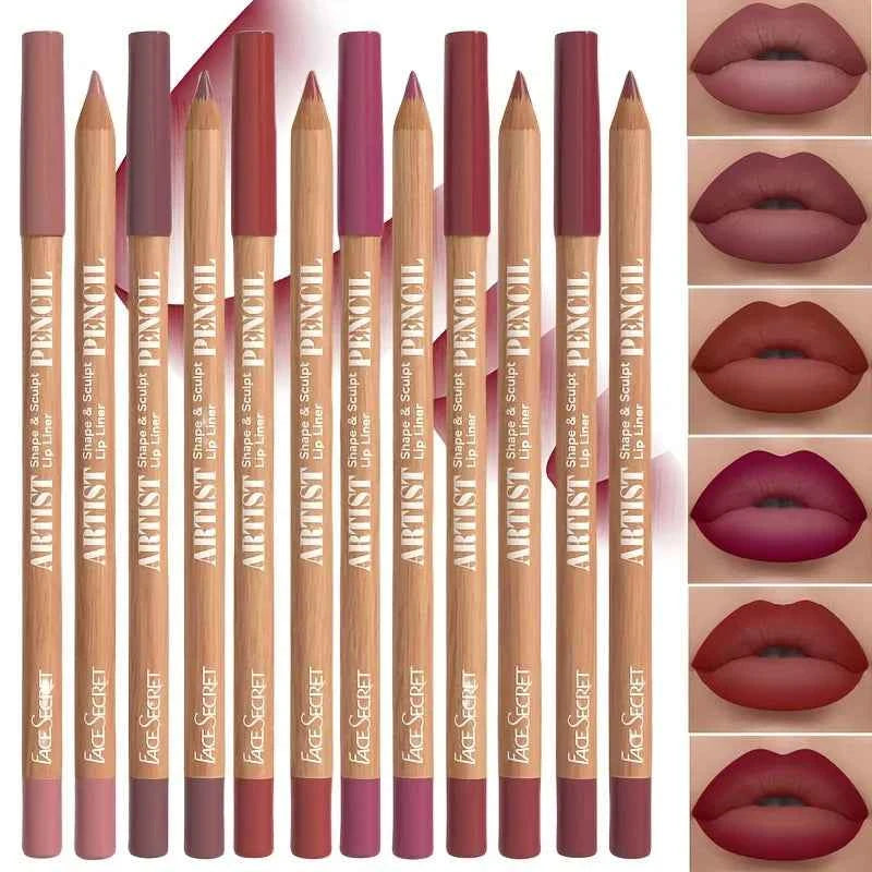 6pcs Velvet Matte Lip Liner Set - Long-Lasting Lip Makeup in Versatile Berry, Brown, Pink Shades