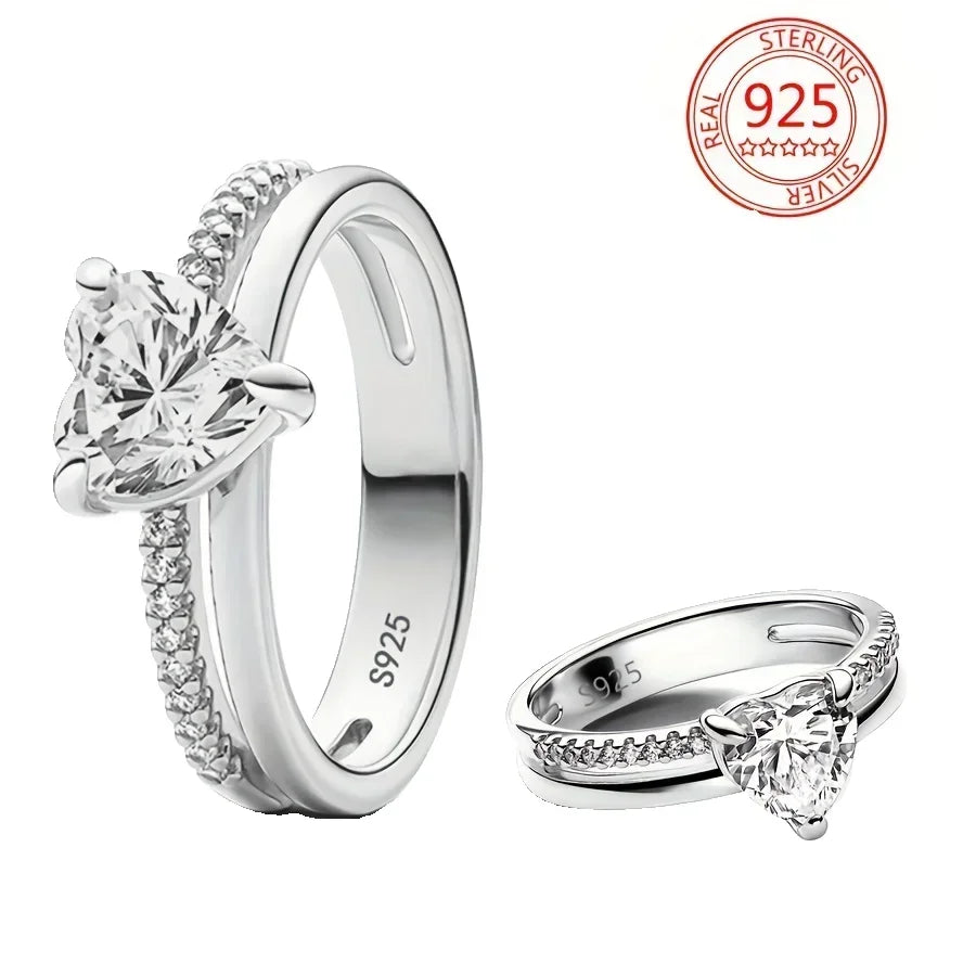 925 Sterling Silver Princess & Crystal Rings - Stunning 925 Sterling Silver Rings with Crystals