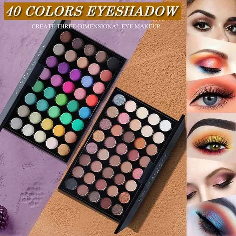 Glitter Eyeshadow Palette 40 Colors - Waterproof Long Lasting