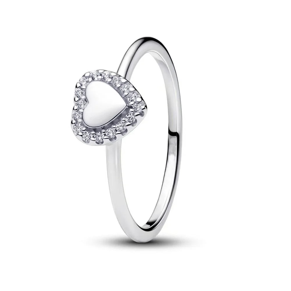 925 Sterling Silver Princess & Crystal Rings - Stunning 925 Sterling Silver Rings with Crystals