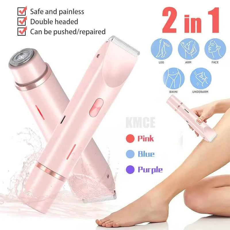 2025 Waterproof Electric Bikini Trimmer - Rechargeable Mini Women Hair Remover with Double Headed Design