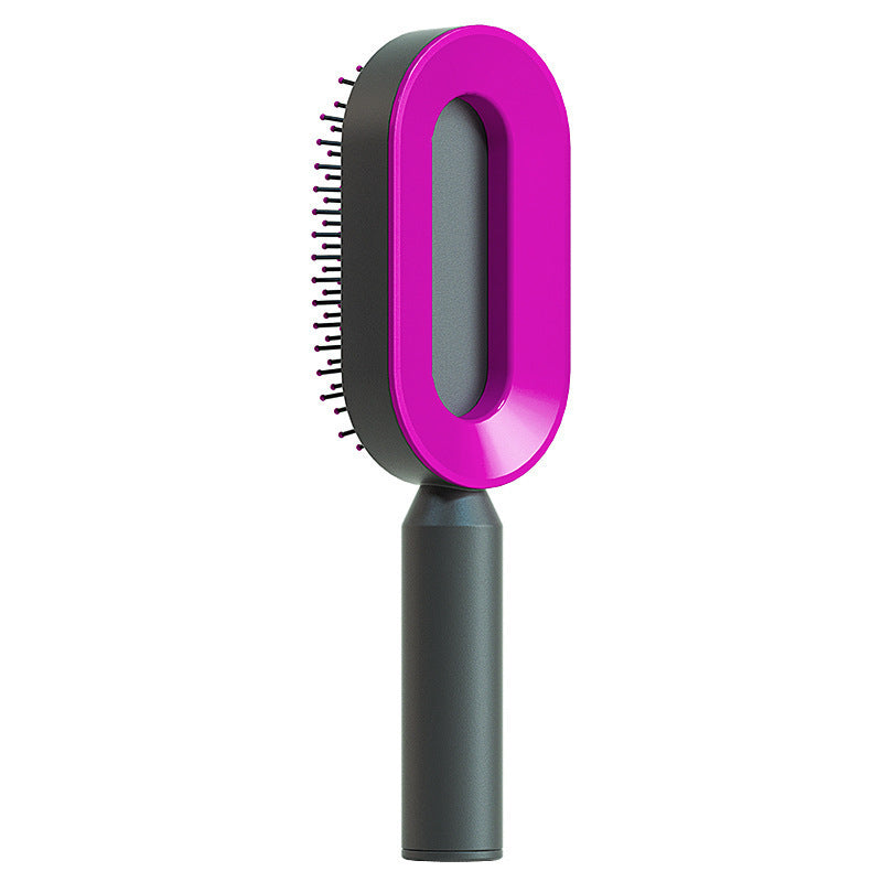 Self Cleaning Hair Brush for Women - One-Key Cleaning, Airbag Massage Scalp Comb, Anti-Static Hairbrush